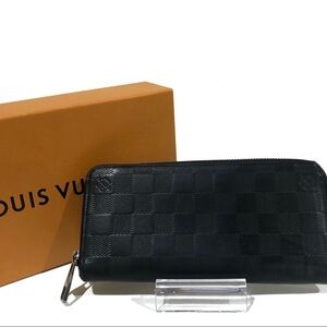 Authentic Louis Vuitton Damier Infini Vertical Leather Zippy Round Long Wallet